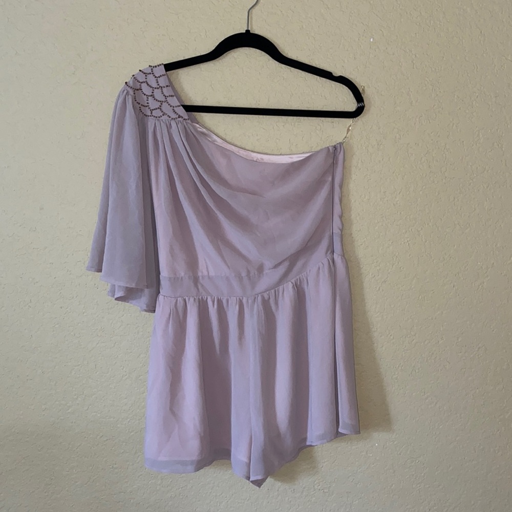 Lipsy London Muted Mauve One Shoulder Romper - image 1